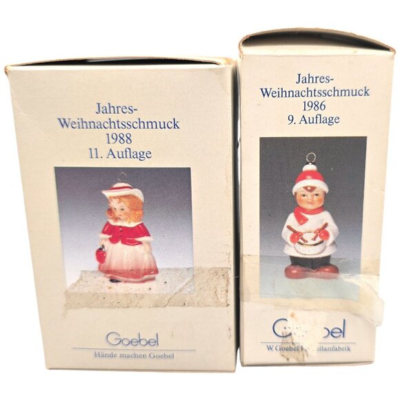 Vintage Goebel Annual Ornament Set 1986 & 1988 Porcelain Doll & Drummer Boy - Picture 12 of 14